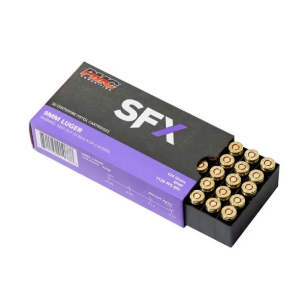 PMC SFX 9mm Luger Handgun Ammo - 124 Grain | SFHP (50 Rounds)